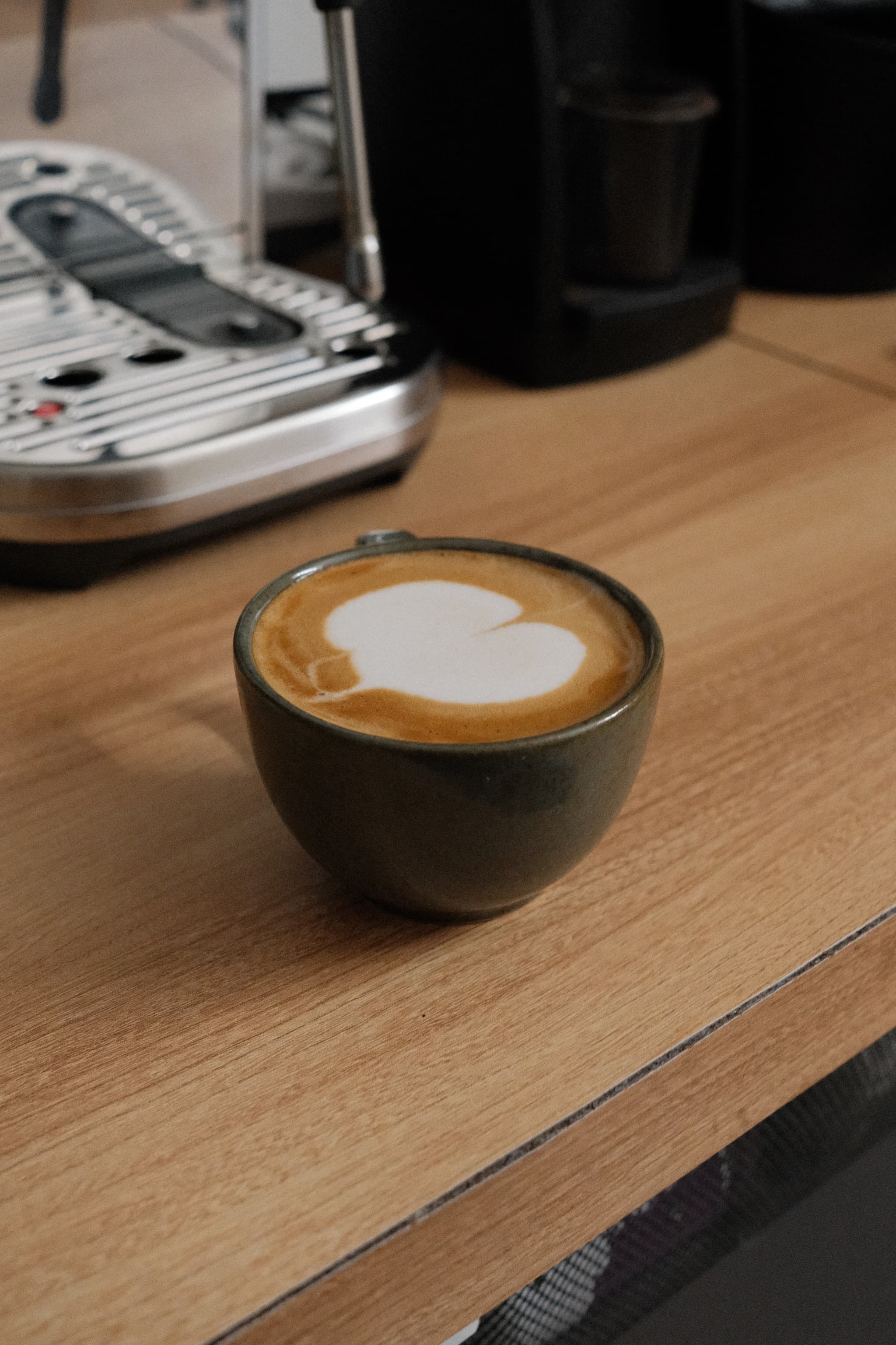 A heart-shaped latte art