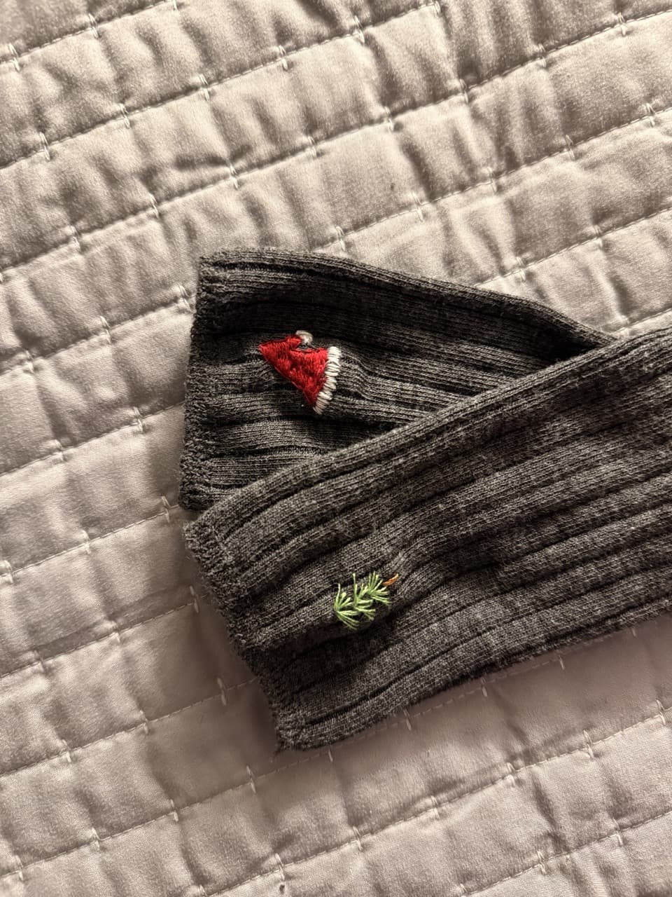 Christmas themed grey socks