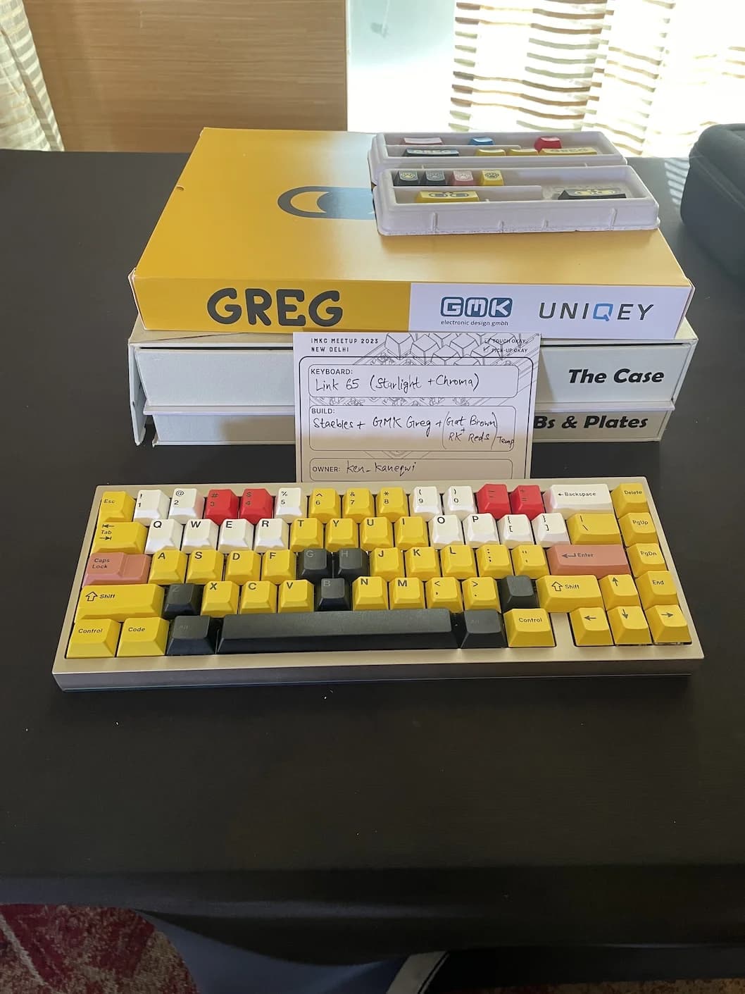 A 65% keyboard with the GMK Greg keycap set